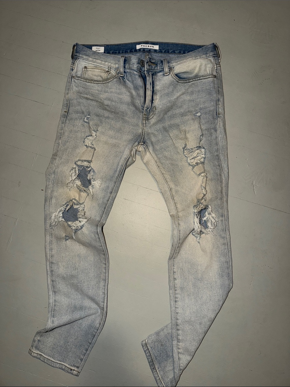 PacSun Men's Light Blue Ripped Skinny Jeans